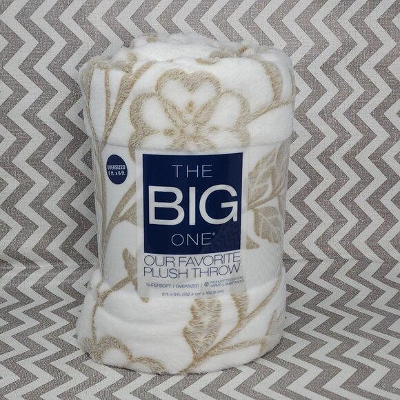 The Big One Other - The Big One Oversized Plush Throw Blanket Frosted Tan Leaves 60" x 72"